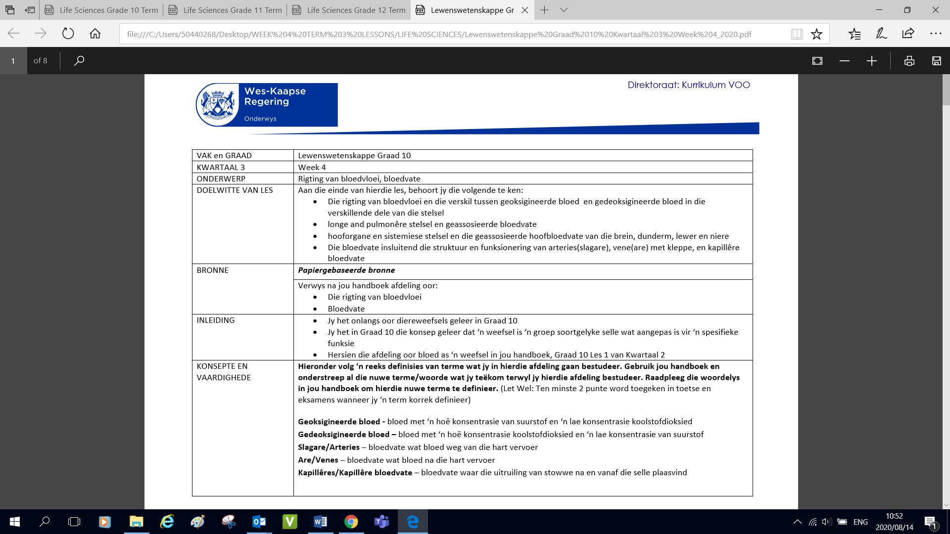 Gr 10 K3 And 4 Lewenswetenskappe Hersieningsboek 2023 Wced Eportal